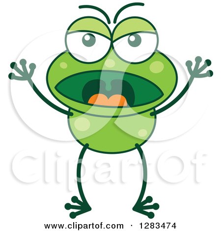 Clipart of an Angry Yelling Green Frog - Royalty Free Vector Illustration by Zooco