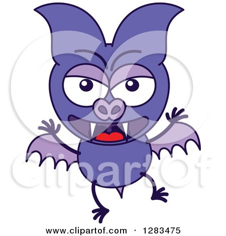 Clipart of an Angry Purple Vampire Bat - Royalty Free Vector Illustration by Zooco