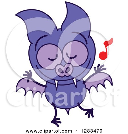 Clipart of a Dancing Purple Vampire Bat - Royalty Free Vector Illustration by Zooco