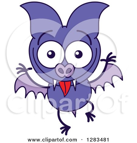 Clipart of a Goofy Purple Vampire Bat Making Funny Faces - Royalty Free Vector Illustration by Zooco