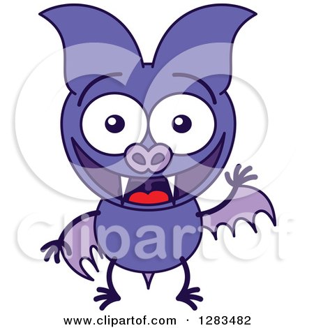 Waving and Greeting Purple Vampire Bat Posters, Art Prints