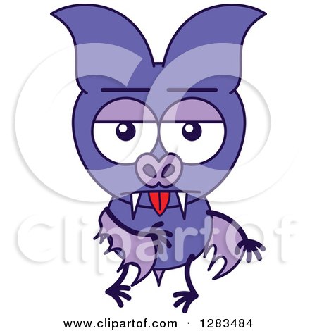 Clipart of an Indifferent Purple Vampire Bat - Royalty Free Vector Illustration by Zooco
