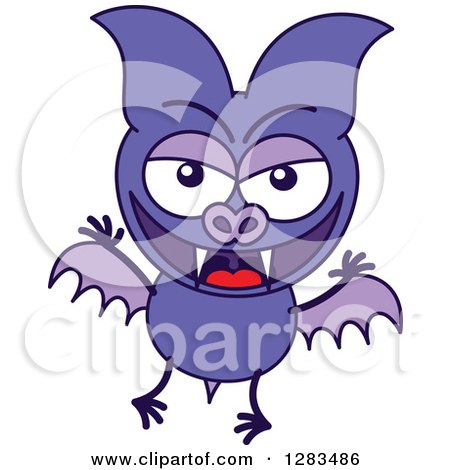 Clipart of a Naughty Purple Vampire Bat - Royalty Free Vector Illustration by Zooco