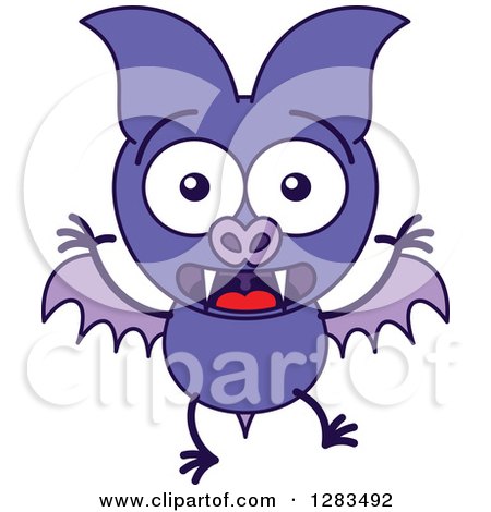 Clipart of a Surprised Purple Vampire Bat - Royalty Free Vector Illustration by Zooco