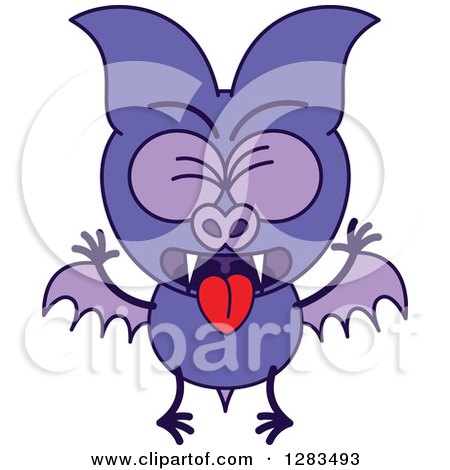 Clipart of a Vomiting Purple Vampire Bat - Royalty Free Vector Illustration by Zooco