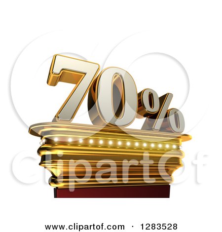Clipart of a 3d Seventy Percent Discount on a Gold Pedestal over White - Royalty Free Illustration by stockillustrations