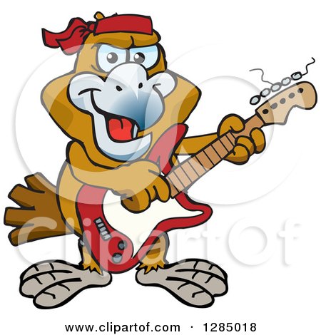 Clipart of a Cartoon Happy Wedge Tailed Eagle Playing an Electric Guitar - Royalty Free Vector Illustration by Dennis Holmes Designs