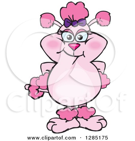 Clipart of a Cartoon Pink Poodle Dog - Royalty Free Vector Illustration by Dennis Holmes Designs
