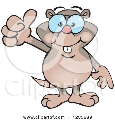 Clipart of a Cartoon Happy Mole Giving a Thumb up - Royalty Free Vector Illustration by Dennis Holmes Designs