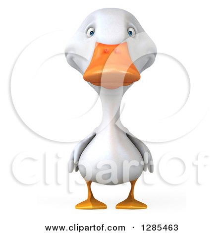 Clipart of a 3d White Duck - Royalty Free Illustration by Julos