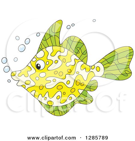 Clipart of a Green and Yellow Marine Fish - Royalty Free Vector Illustration by Alex Bannykh