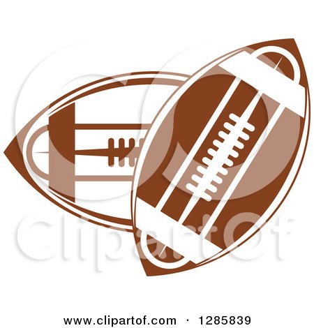Clipart of Two Brown American Footballs - Royalty Free Vector Illustration by Vector Tradition SM