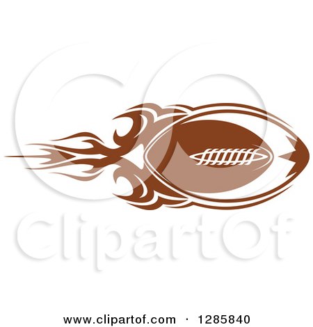 Clipart of a Brown American Football with a Trail of Flames - Royalty Free Vector Illustration by Vector Tradition SM