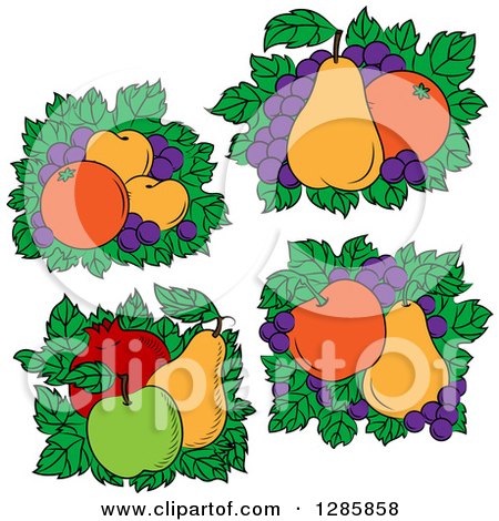 Clipart of Beds of Leaves with Fruit - Royalty Free Vector Illustration by Vector Tradition SM