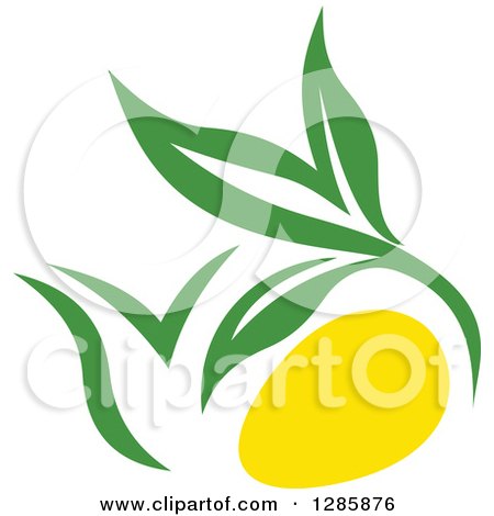 Clipart of a Green and Yellow Tea Pot with Leaves 5 - Royalty Free Vector Illustration by Vector Tradition SM
