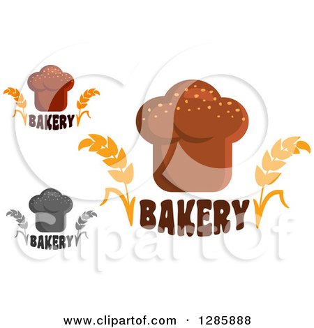 Clipart of Loaves of Bread over Bakery Text with Wheat Stalks - Royalty Free Vector Illustration by Vector Tradition SM