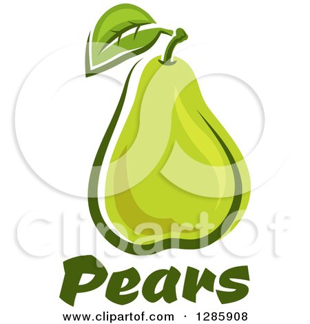 Clipart of a Green Pear with a Leaf over Text - Royalty Free Vector Illustration by Vector Tradition SM