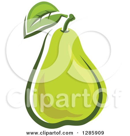 Clipart of a Green Pear with a Leaf - Royalty Free Vector Illustration by Vector Tradition SM