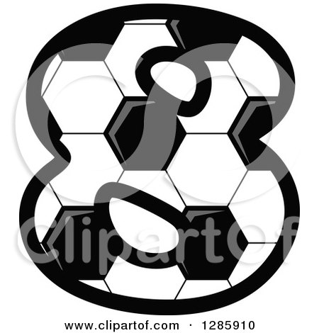 Clipart of a Grayscale Soccer Ball Number Eight - Royalty Free Vector Illustration by Vector Tradition SM