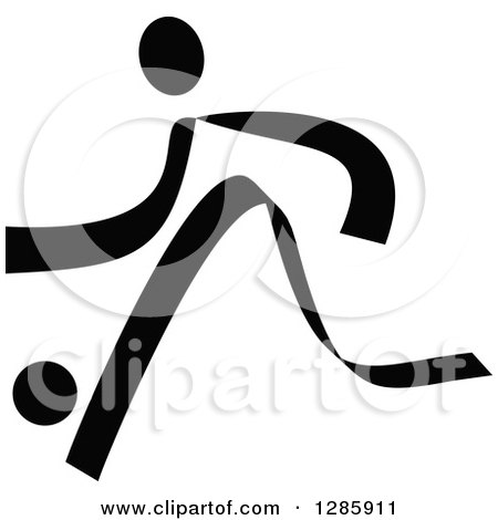 Clipart of a Black and White Ribbon Person Playing Soccer or Basketball - Royalty Free Vector Illustration by Vector Tradition SM