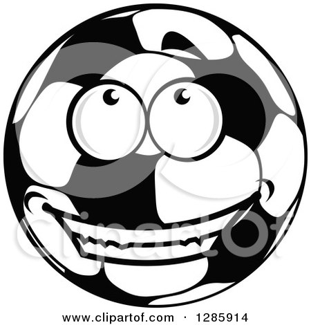 Clipart of a Happy Grayscale Soccer Ball Character Smiling and Looking up - Royalty Free Vector Illustration by Vector Tradition SM