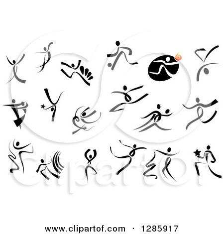 Clipart of Ribbon People Dancing, Running and Leaping - Royalty Free Vector Illustration by Vector Tradition SM