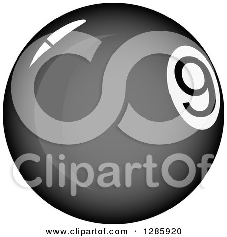 Clipart of a Black Billiards Nine Ball - Royalty Free Vector Illustration by Vector Tradition SM