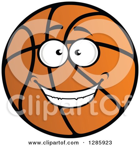 Clipart of a Black and Orange Basketball Character Smiling - Royalty Free Vector Illustration by Vector Tradition SM