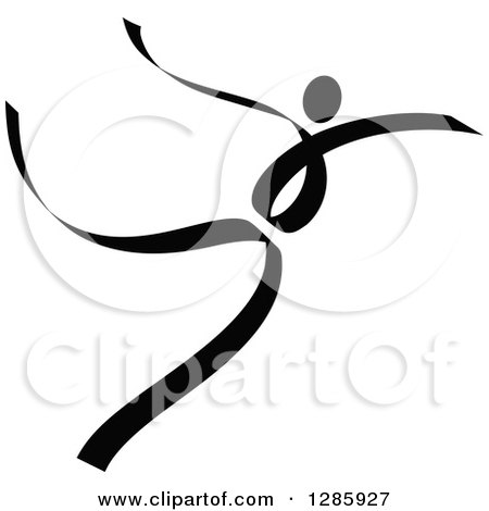 Clipart of a Black and White Ribbon Person Dancing 5 - Royalty Free Vector Illustration by Vector Tradition SM