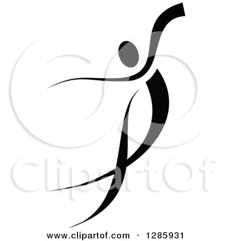 Clipart of a Black and White Ribbon Person Dancing 2 - Royalty Free Vector Illustration by Vector Tradition SM