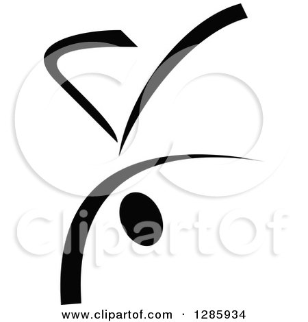 Clipart of a Black and White Ribbon Person Break Dancing or Doing a Handstand - Royalty Free Vector Illustration by Vector Tradition SM