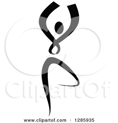Clipart of a Black and White Ribbon Person Dancing Ballet - Royalty Free Vector Illustration by Vector Tradition SM