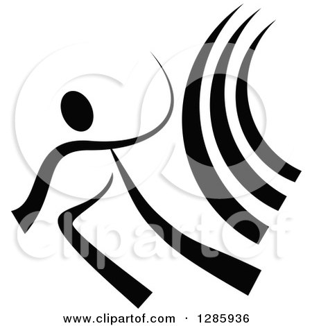 Clipart of a Black and White Ribbon Person Dancing 6 - Royalty Free Vector Illustration by Vector Tradition SM