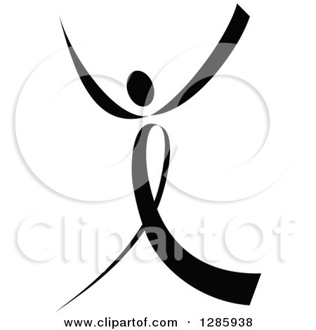 Clipart of a Black and White Ribbon Person Dancing - Royalty Free Vector Illustration by Vector Tradition SM