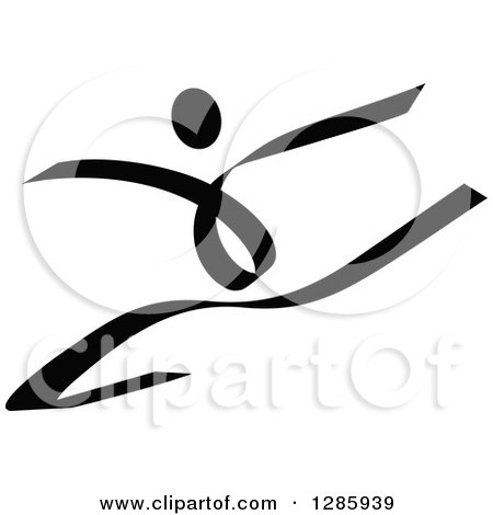 Clipart of a Black and White Ribbon Person Dancing 4 - Royalty Free Vector Illustration by Vector Tradition SM