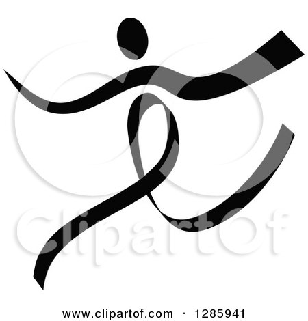Clipart of a Black and White Ribbon Person Dancing or Running - Royalty Free Vector Illustration by Vector Tradition SM