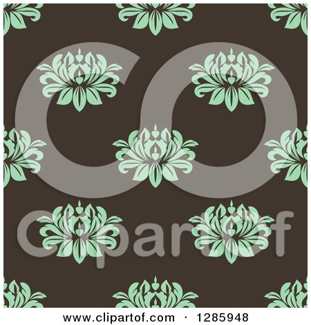 Clipart of a Seamless Pattern Background of Green Floral - Royalty Free Vector Illustration by Vector Tradition SM