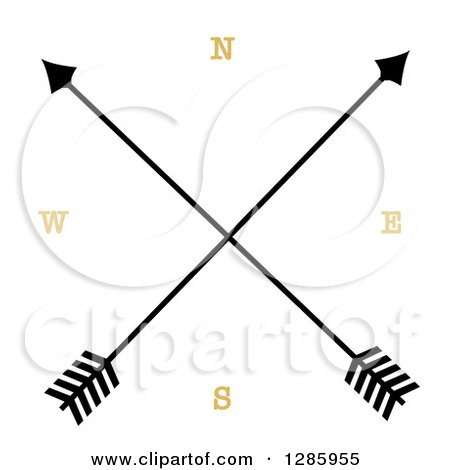 Clipart of a Crossed Arrow Compass - Royalty Free Vector Illustration by Cherie Reve