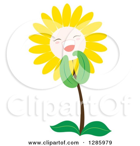 Clipart of a Happy Yellow Daisy or Sunflower Laughing - Royalty Free Vector Illustration by Cherie Reve