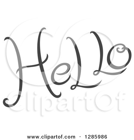 Clipart of Written Gray Hello Text - Royalty Free Vector Illustration by Cherie Reve