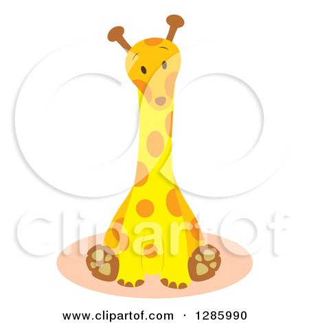 Clipart of a Cute Giraffe Sitting - Royalty Free Vector Illustration by Cherie Reve