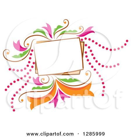 Clipart of a Blank Frame with Colorful Dots and Flowers - Royalty Free Vector Illustration by Cherie Reve