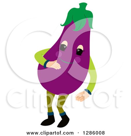 Clipart of a Jolly Eggplant Character - Royalty Free Vector Illustration by Cherie Reve