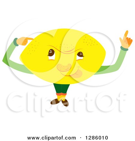 Clipart of a Thinking Lemon Character - Royalty Free Vector Illustration by Cherie Reve
