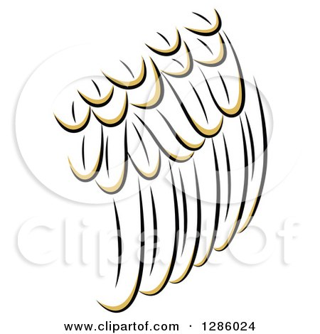 Clipart of a Black and Gold Feathered Wing Design - Royalty Free Vector Illustration by Cherie Reve