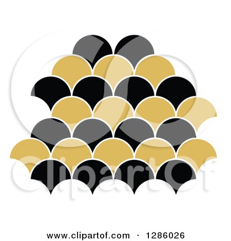 Clipart of a Black and Gold Scallop Design - Royalty Free Vector Illustration by Cherie Reve