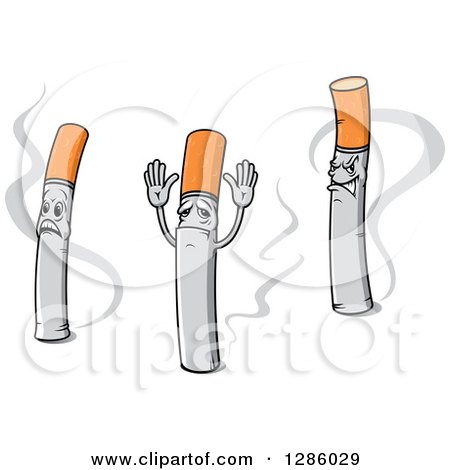 Clipart of Cigarette Characters and Smoke - Royalty Free Vector Illustration by Vector Tradition SM