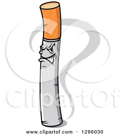 Clipart of a Tough Cigarette Character and Smoke - Royalty Free Vector Illustration by Vector Tradition SM