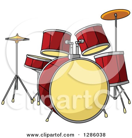 Clipart of a Red and Yellow Drum Set - Royalty Free Vector Illustration by Vector Tradition SM