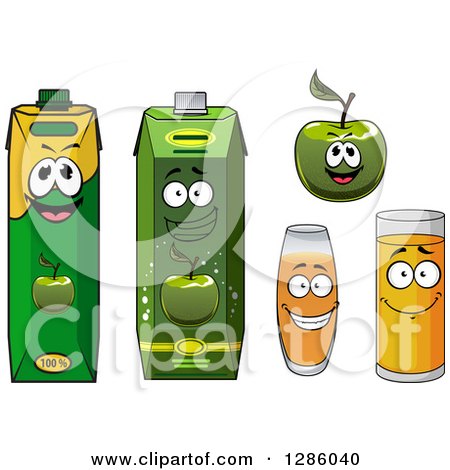 Clipart of a Happy Green Apple and Juice 2 - Royalty Free Vector Illustration by Vector Tradition SM